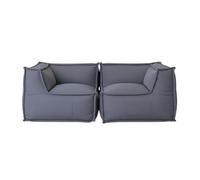 Canapé modulable 2 places - Effet lin - 90x180 cm - Bananair - Gris foncé