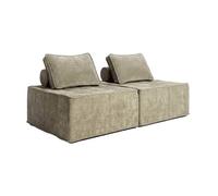 Canapé modulable 2 places en tissu avec coussins taupe Tiby, Oviala
