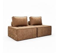 Canapé modulable 2 places en tissu avec coussins terracotta Tiby, Oviala
