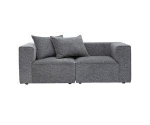 Canapé modulable 2 places en tissu chiné gris foncé KERRY