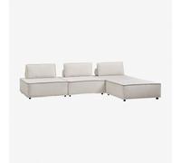 Canapé modulable 3 pièces et pouf en tissu Vermont