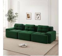 Canapé modulable 3 places 293x104x69cm Velours côtelé Vert, Confort nuage, Anti-rayures, Base antidérapante, Sans montage