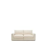 Canapé modulable 3 places Alea avec housse déhoussable en chenille écru, 220 cm