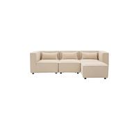 Canapé modulable 3 places bouclette beige avec pouf MODULAR