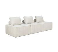 Canapé modulable 3 places en tissu avec coussins écru Tiby, Oviala