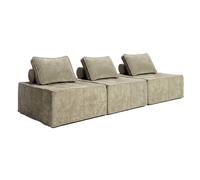 Canapé modulable 3 places en tissu avec coussins taupe Tiby, Oviala