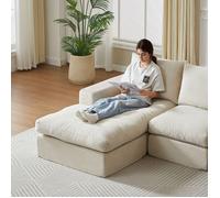 Canapé Modulable 3 Places en Velours Côtelé Beige avec Coussins - Structure Stable, Capacité 250kg, Design Chic - 251x160x81cm