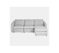 Canapé modulable 3 places gris clair avec pouf KONEKT