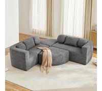 Canapé modulable 4 places avec repose-pieds mobile,Canapé rembourré en nuage entièrement compressé,Canapé-lit modulable avec fonction couchage,Chenille,Aucun assemblage requis,Noir 292x165x68 cm