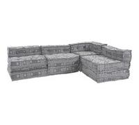 Canapé modulable 4 places qui se transforme en lit en tissu gris clair Multicolore
