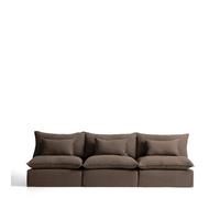 Canapé modulable 5 places Anarela avec housse déhoussable en lin gris tourterelle, 330 cm, certifié FSC Mix.
