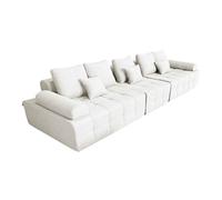 Canapé modulable 5 places en tissu avec coussins écru Snuggy, Oviala