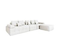 Canapé modulable 5 places en tissu avec pouf écru Snuggy, Oviala