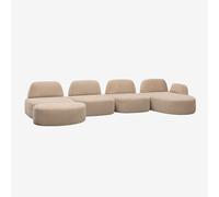 Canapé modulable avec méridienne droite 4 pièces et pouf rembourré Giorgia