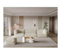 Vente-unique - Canapé modulable avec Pouf en Tissu Bouclette Beige NOUMARA