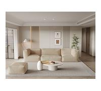 Canapé modulable avec pouf en velours côtelé beige NOUMARA