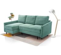 Canapé modulable avec tissu velours côtelé - POSO Canapé d'angle, Extensible, Espace de couchage 145x203cm, Structure en bois robuste, Design élégant, Disposition d'angle à GAUCHE, 220x134x110cm, TURQ