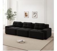 Canapé Modulable Cloud Sans Structure Sofa d'Angle XXL 3 Places Assise Profonde Velours Côtelé Confortable Salon Noir Sans M