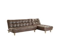 Canapé modulable convertible en microfibre vieillie ESTEBAN - Marron vintage
