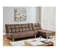 Canapé modulable convertible en microfibre vieillie ESTEBAN - Marron vintage