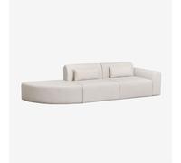 Canapé modulable d'angle droit 2 pièces avec pouf triangulaire en peau lainée Borjan