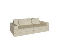 tectake® Canapé convertible 2 places modulable Canapé enfant en Mousse & Lin Fauteuil enfant Canapé lit Matelas de sol enfant Lit pliant Matelas pliable pour Chambre enfant Jeu de construction Lecture