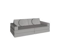 tectake® Canapé convertible 2 places modulable Canapé enfant en Mousse & Lin Fauteuil enfant Canapé lit Matelas de sol enfant Lit pliant Matelas pliable pour Chambre enfant Jeu de construction Lecture