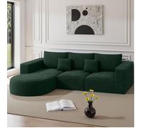Canapé modulable en Lavec Fonction lit,Grand canapé Convertible rembourré en Velours Côtelé, Méridienne à gauche,Vert