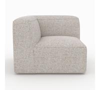 Canapé modulable en tissu beige 2 places avec pouf - hestia