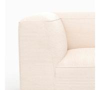 Canapé modulable en velours blanc 2 places avec pouf - mina