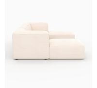 Canapé modulable en velours blanc 3 places avec pouf - mina