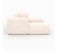 Canapé modulable en velours blanc 3 places avec pouf - mina