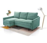 Canapé modulable en velours côtelé - POSO Canapé d'angle, Extensible, 145x203 cm Espace de couchage, Structure en bois robuste, Design élégant | Disposition d'angle - GAUCHE | 220x134x110 cm | TURQUOI
