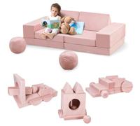 Canapé Modulable Enfant 12 Pièces, Canapé Convertible Mousse,Housse Lavable | Chauffeuse Canapé Convertible Enfant,Librement Combinable,pour Chambre d'enfant, Salle de Jeux，Chambre à Coucher,confort