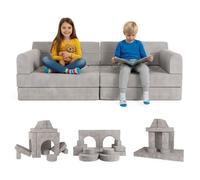 Juskys canapé pour Enfants Kayo - Velours côtelé modulable et Doux, canapé pour Chambre d’Enfant & Salle de Jeux, sûr, Flexible, Facile à Entretenir, avec Housses Amovibles - Gris Clair