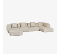 Canapé modulable méridienne droite 4 pièces avec pouf rembourré Cardea
