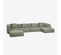 Canapé modulable méridienne droite 4 pièces avec pouf rembourré Cardea