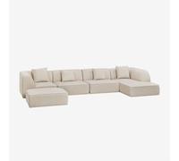 Canapé modulable méridienne droite 4 pièces avec pouf rembourré Cardea