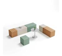 Canapé modulable rembourré avec Pouf, Ensemble canapé et Fauteuil créatif en Bois Massif, for Bureau, Commerce, hôpital (Table Non Incluse)(20)
