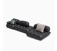 Canapé modulable sectionnel - Siège extra profond, soutien ergonomique, coussins haute résilience pour la maison et le bureau, multi-places, cuir noir