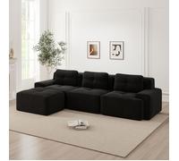 Canapé modulable - Velours côtelé - 3 places - Confort moelleux - Assise profonde 74 cm - Base antidérapante