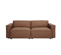 Canapé modulable vintage 3 places en cuir marron SPLIT
