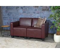 Canapé modulaire 2 places Canapé Lyon, simili cuir rouge-brun