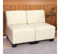 Canapé modulaire à 2 places Lyon, similicuir crème, sans accoudoirs Beige G