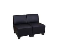 Canapé modulaire à 2 places Lyon, similicuir noir, sans accoudoirs