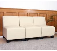 Canapé modulaire à 3 places Lyon, similicuir crème, sans accoudoirs