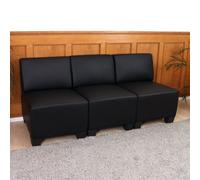 Canapé modulaire à 3 places Lyon, similicuir noir, sans accoudoirs