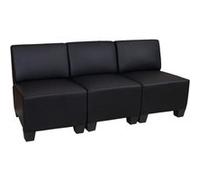 Canapé modulaire à 3 places Lyon, similicuir noir, sans accoudoirs