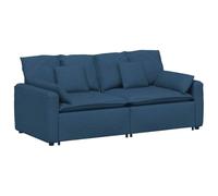 Canapé modulaire avec coussin bleu, rembourrage en tissu et rembourrage en mousse, 224 x 105 x 64 cm, structure en métal, canapé 2 places avec accoudoirs et coussin amovible pour salon, salon et