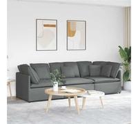 Canapé modulaire avec coussins en tissu gris foncé Gris foncé G